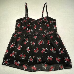 Torrid Women Y2K Plus Size Floral Chiffon Sophie Babydoll Peplum Cami Top Size 0